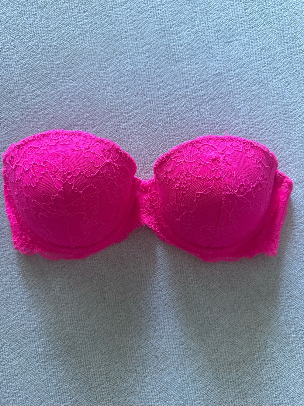PINK Victoria's Secret Neon Pink Lace Strapless Bandeau